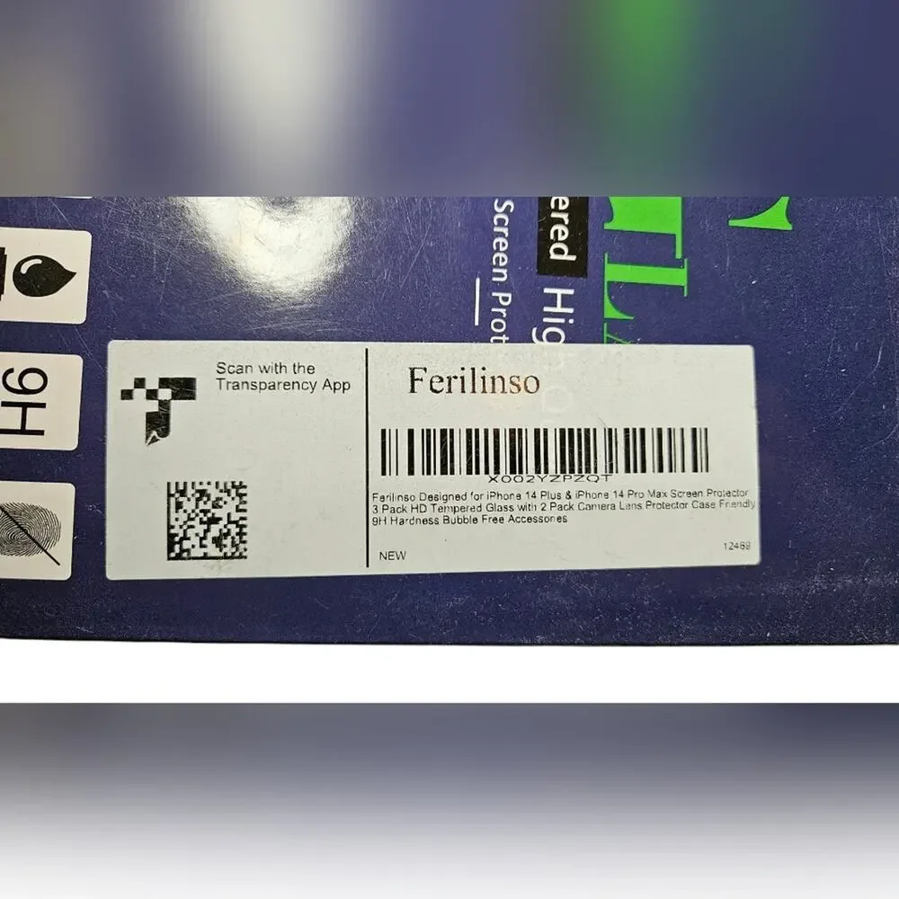 NWT - (2) Ferilinso Tempered Glass Screen Protector For iPhone 14 Plus & Pro Max
